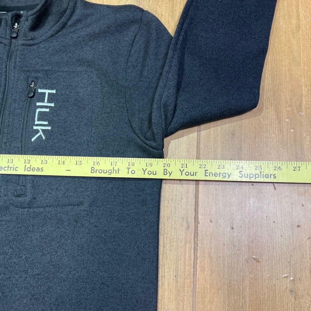 Huk Fishing Mens Gray Quarter Zip Fleece Pullover H1300023 Heathered Performance - Picture 4 of 14